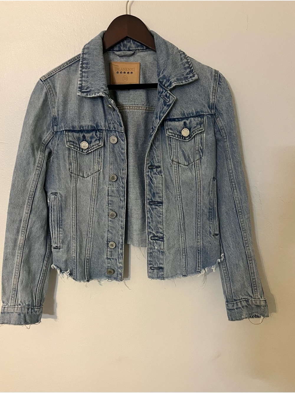 BLANKNYC Cropped Distressed Denim Jacket XS Anthro Style